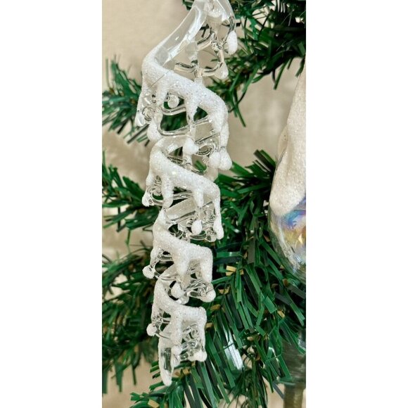 3 Blown Glass Glitter Icicle Teardrop Christmas Ornaments Sugar Mica 6” Vintage - Picture 4 of 7